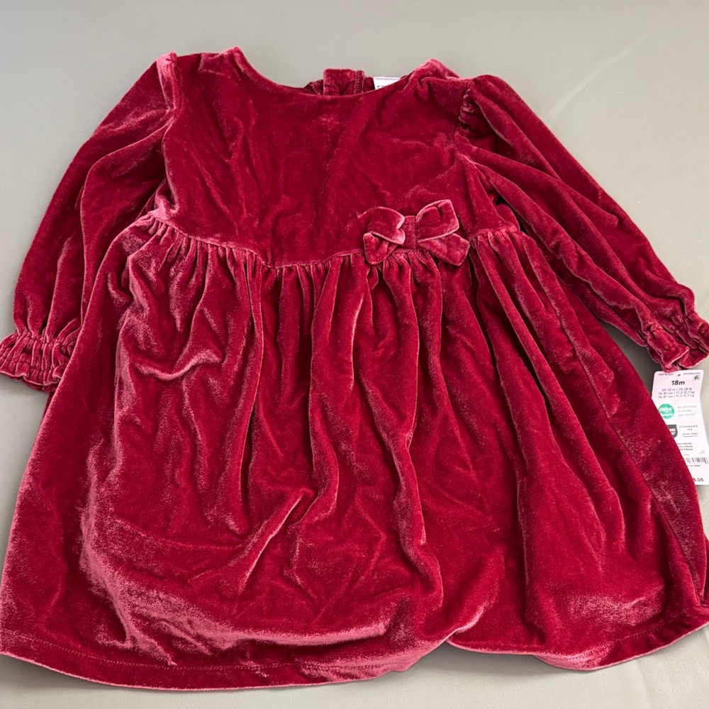 Carter’s  Velvet Pink Dress with Bow